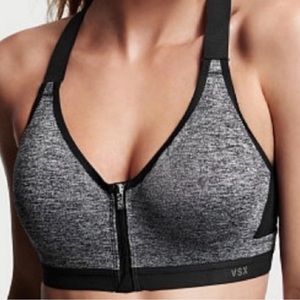 new VS Incredible zip front double layer sports bra black 34 DD vsx